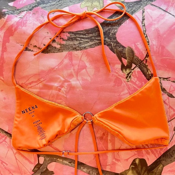 neena swim orange terry cloth triangle wrap bikini top - Picture 2 of 8